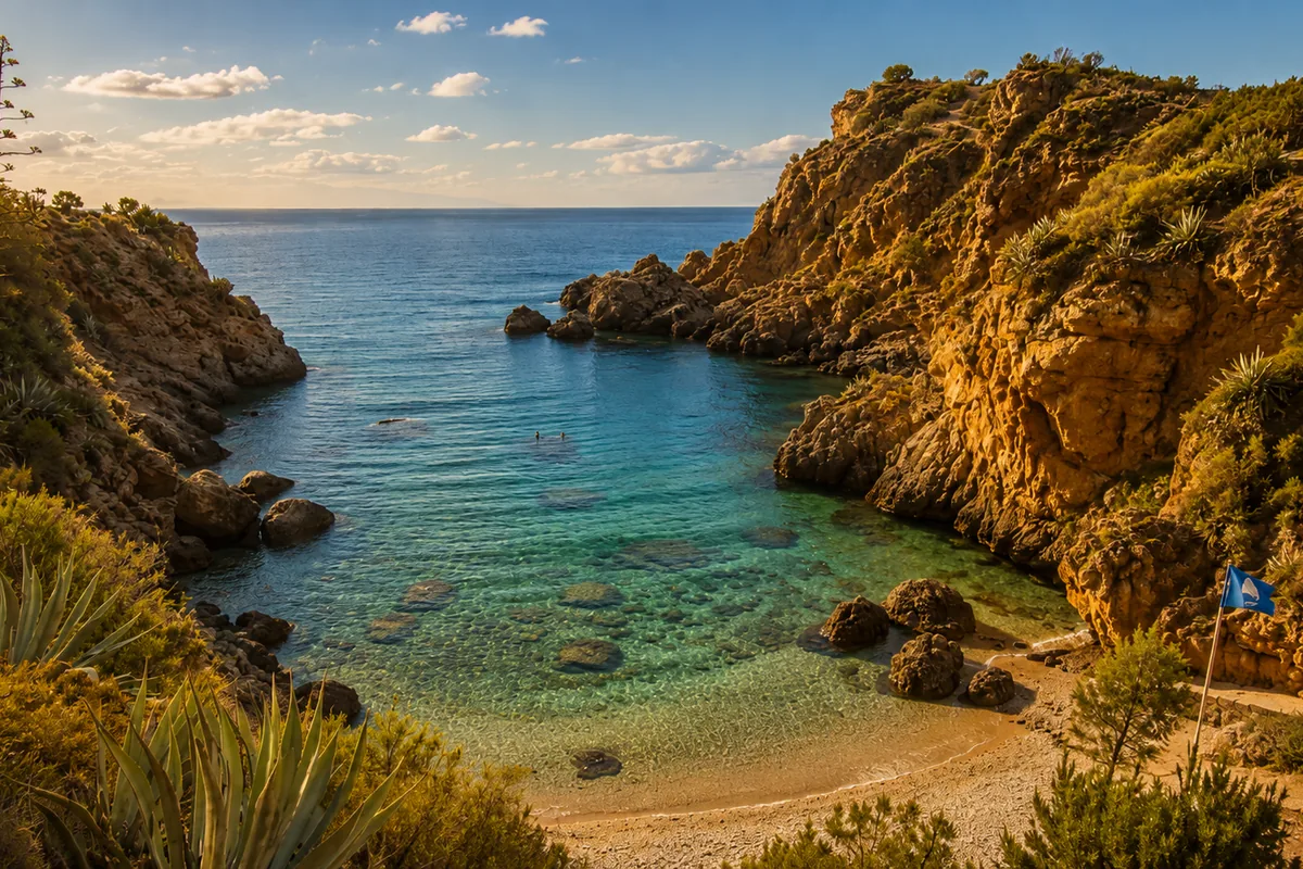 Playa de Maro en Nerja con entorno natural